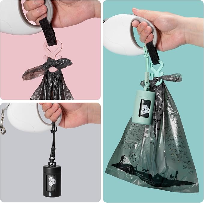 SVD.PET Retractable Dog Poop Bag Dispenser and Waste Bag Holder Kit, Black | Lightweight, Stretchy Strap Fits Any Dog Leash, Leak-Proof Bag Starter Roll Included, Dog Essentials for Walking and Travel - Image 6