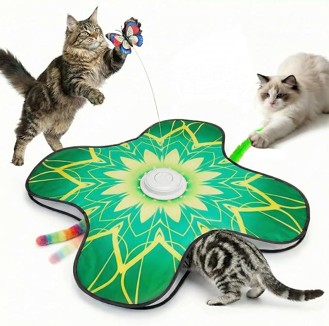 Interactive Cat Toys For Indoor Cats, Rechargeable Touch Automatic Cat Toy | Dual Wands Design, Sound On/Off Control, Non-Slip Suction Cups, Electronic Hide And Seek For Bored Kittens & Adult Cats by Unknown