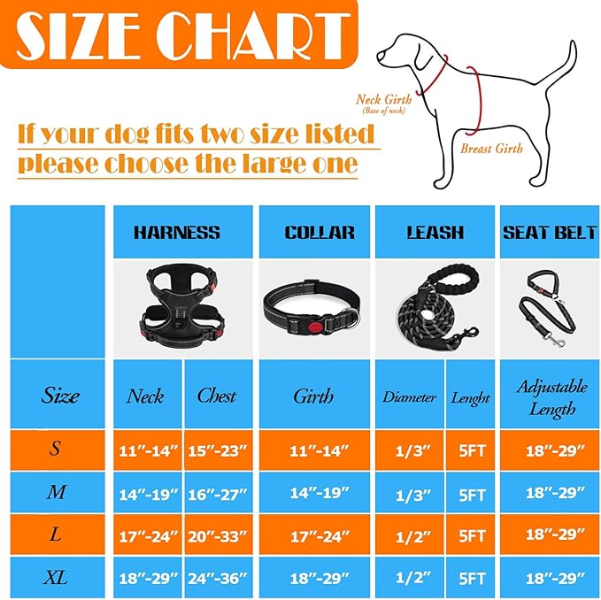 LOBEVE No Pull Dog Harness, Collar & Leash Set with Travel Accessories | Includes Dog Seat Belt, Collapsible Bowls & Poop Bag Dispenser. Ideal for Training, Walking, Hiking. Fits Small to Large Dogs - Image 3
