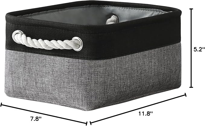 TheWarmHome Storage Basket for Organizing - 12x8x5.2 inch 1 Pack Fabric Storage Cubes, Baskets for Gifts Empty for Closet Organizer Dog Gift Cloth Toy (Grey & Black) - Image 7