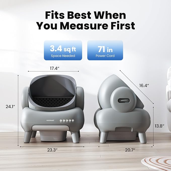 Neakasa M1 Plus Open-Top Self-Cleaning Cat Litter Box, 360° Safety Sensors, Advanced Odor & Leak Control, Automatic for Large & Multi-Cat Homes, Litter Mat & 2 Rolls Refill Bags Included - Image 8