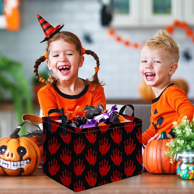 Halloween Ghost thriller basket,Empty Halloween basket,Horror and thriller decor,Trick or Treat Box for Boys and Girls,Horror decor(Handprint) - Image 2