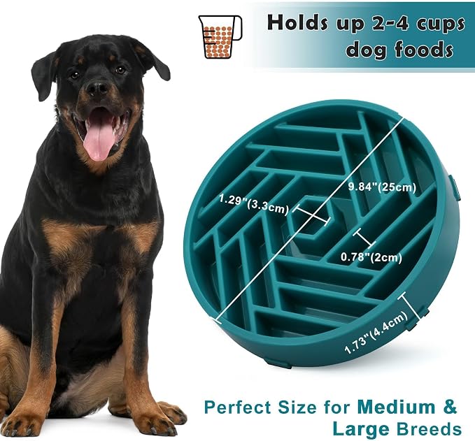 TOBYTO Slow Feeder Dog Bowls Large Medium Breed,Anti-Choking Slow Eating Dog Food Bowl,Non Slip Pet Slower Food Feeding Bowls Large Puzzle Slow Feeder Bloat Stop Maze Dog Dishes,Dark Green - Image 5