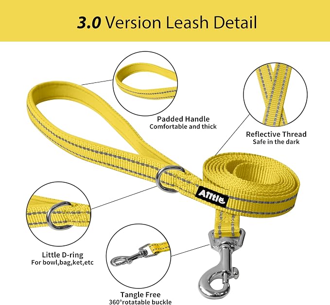 AIITLE Medium Dog Harness and Leash Set, Step-in Puppy Pet Vest, Yellow M | Breathable Mesh, Adjustable Fit, Reflective Design, Padded Leash Handle, for Small-Medium Dogs & Cats, Walking, Training - Image 5