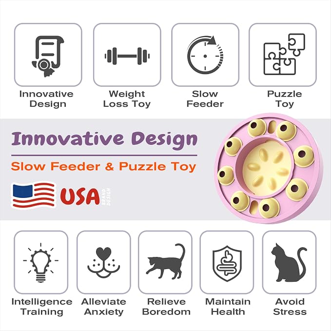 KADTC Cat Puzzle Toy, Slow Feeder, Interactive Enrichment for Indoor Cats | Eight Sliding Pods Guide Kibble Through One Outlet, Stretch Mealtime, Spark Paw-Powered Hunting, Sharpen Focus, Beat Boredom. - Image 3