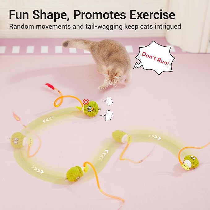 Potaroma Interactive Cat Toy with Motion Sensor, Chirping Sound & Catnip | Mesh Tail, Rechargeable Smart Rolling Ball for Bored Indoor Kittens & Adult Cats 3 Inches - Image 2