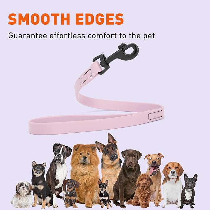 Dogline Biothane Waterproof Dog Leash Strong Coated Nylon Webbing with Black Hardware Odor-Proof Easy to Clean High Performance for Small or Large Dogs Made in USA 2 ft Lead, Pastel Purple - Image 8