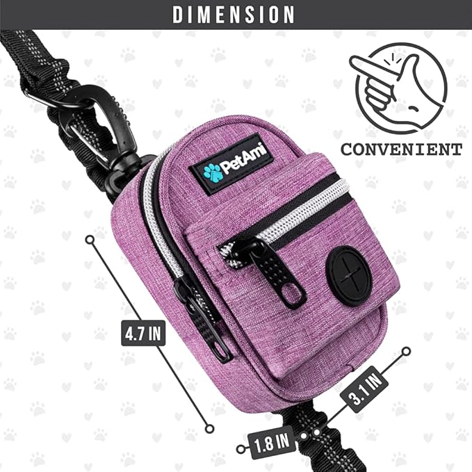 PetAmi Dog Poop Bag Holder for Leash, Waste Bag Dispenser Pet Pouch, Purple | Doggy Puppy Walking Accessories Travel Camping, Dog Treat Pouch Supplies Must Have, Doggie Poo, Jogging, Walks - Image 5