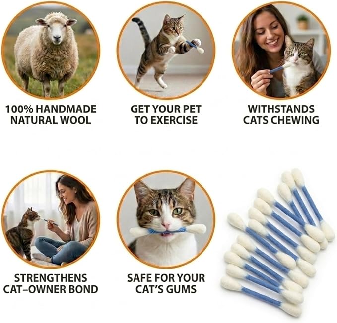 Glaciart One Swabs Cat Toys with Catnip - 6 Pk | Durable for Chew, Cute Cat Toys Interactive Kitty for Boredom, Exercise, & Play | Filled w/Organic Catnip for Anxiety & as Digestive Aid | Gift Idea - Image 4