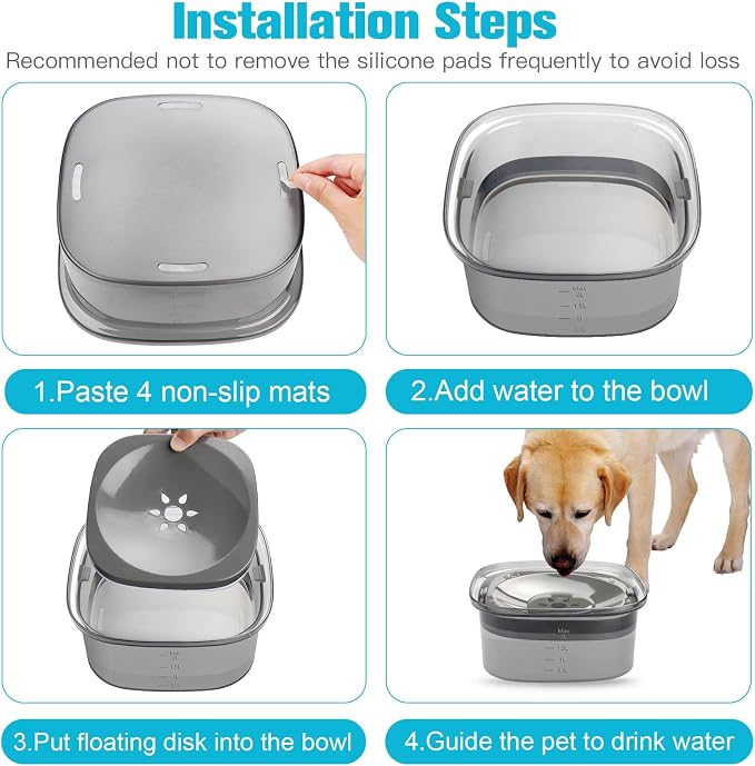 UPSKY 70oz Dog Water Bowl, No Spill Slow Drinking Feeder for Messy Drinker | Large Capacity, Spill Proof, Prevent Pet Prevents Choking, Anti-Slip, Visible Water Level, Suitable for Travel and Car Trips - Image 6