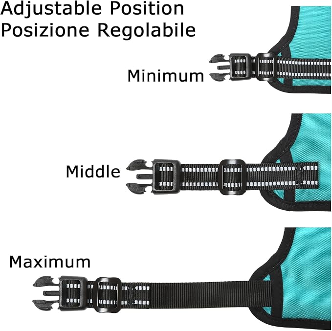 HEELE Dog Harness, No Pull Adjustable Padded Reflective Harness for Small Medium Large Dogs with Handle for Walking Training, Turquoise, XL | Reflective Front Clip Vest with Control Handle, No Choke, Adjustable 2 Metal Rings for Outdoor Walking Training - Image 5