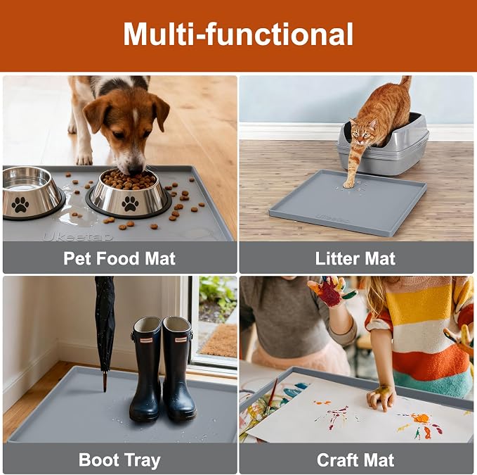 25" x 22" Extra Thick Silicone Mat Waterproof with Raised Edge, Gray | Under Sink Mat for Kitchen & Bathroom, Kitchen Cabinet Liner, Multi-Purpose for Storage & Protection - Image 8