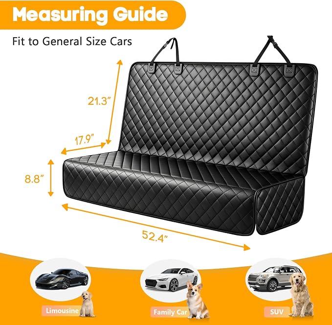 PETICON Waterproof Scratchproof Pet Bench Seat Covers for Cars, SUVs | Nonslip Durable Back Seat Cover for Dogs, PU Leather, Side Flaps, Full Bench, Easy Install - Image 4