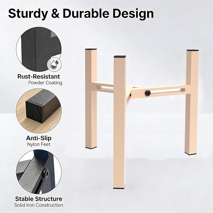 Elevated Cat Bowl Stand Good for Senior Cats Digestion Arthritis Relief - Adjustable Metal Feeder Riser, Fits 5.1-7.45” Round Bowls (No Bowls)(Light Khaki) - Image 6