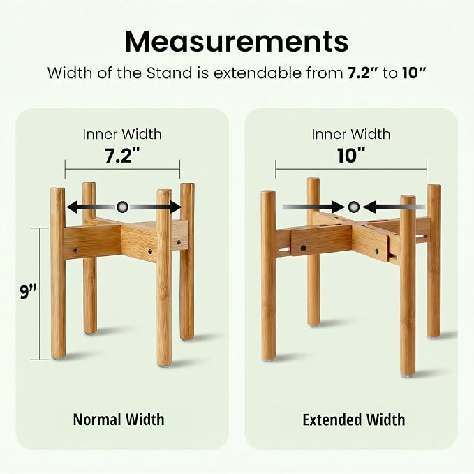 Dog Bowl Stand for Mid-Large Dogs - Adjustable, Easy Fold-Down | Use to Elevate Raise Dog Food, Water and Slow Feeder Bowls, Lock-Bolts and Tool Added, Foot-Padded, Bamboo Stand Only - Image 2