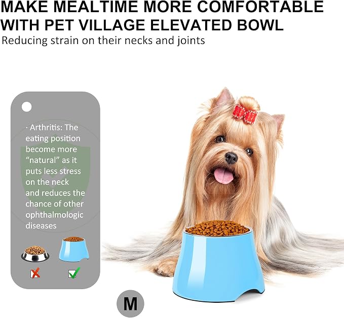 Dog Bowls,Cone Friendly Non Slip Single Dog Bowl with Stainless Steel Inner, Raised Bowls for Small Dogs Spaniel Dogs Long Ear, High Capacity, M/2 Cup Aqua Blue - Image 3