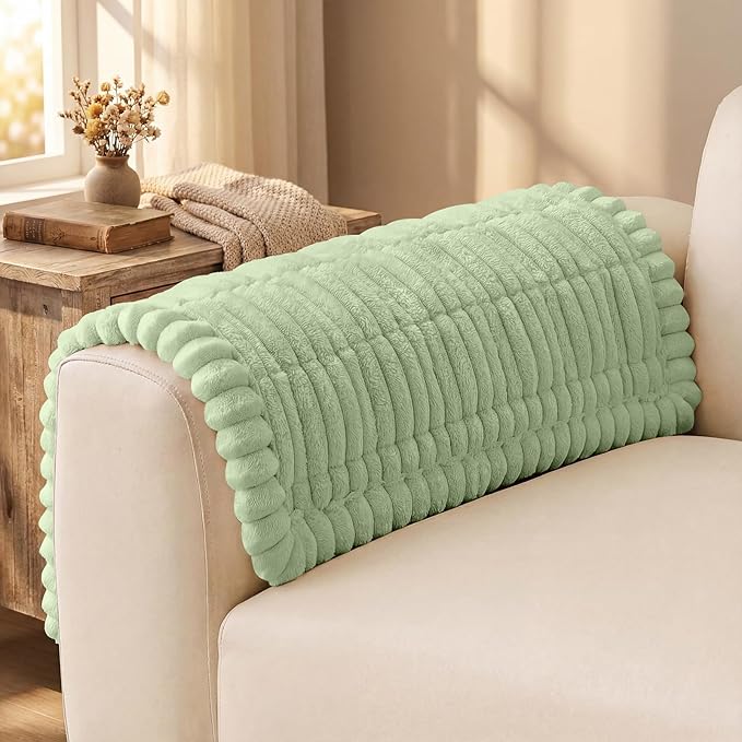 decorUhome Couch Cover for Dogs, Non Slip Fuzzy Thick Pet Sofa Protector | Pet Friendly, Couch Covers for Sofa, Machine Washable, Fits Armrests, Single Seats & Backrest Cushions, Green, 27.6" x 27.6" by decorUhome