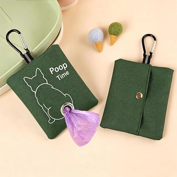 Green Dog Poop Bag Dispenser for Leash (Military green) | Carabiner Clip, Easy Bag Dispensing, Leash Attachable, Funny Design - Image 5