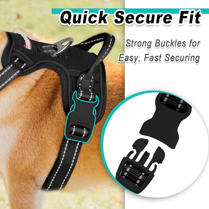 BARKBAY Dog Harness for Large Dog No Pull Mesh 2 Clips Dog Vest | Control Handle,Comfort,Heavy Duty,Adjustable Reflective,Perfect for Outdoor Training, Walking,Hiking(XL,Black Mesh) - Image 7