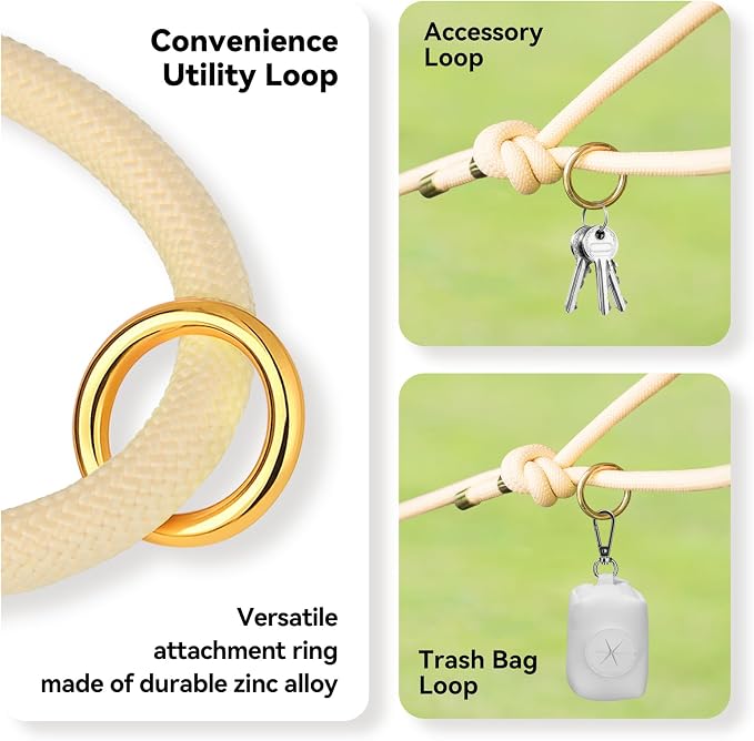 5FT Dog Leash Puppy Cat Rope Lead for Small Medium Large Dogs | Light Yellow, with Anti-tangle Swivel Clip, Comfortable Non-slip Grip Handle, Ideal for Daily Walks and Training - Image 5