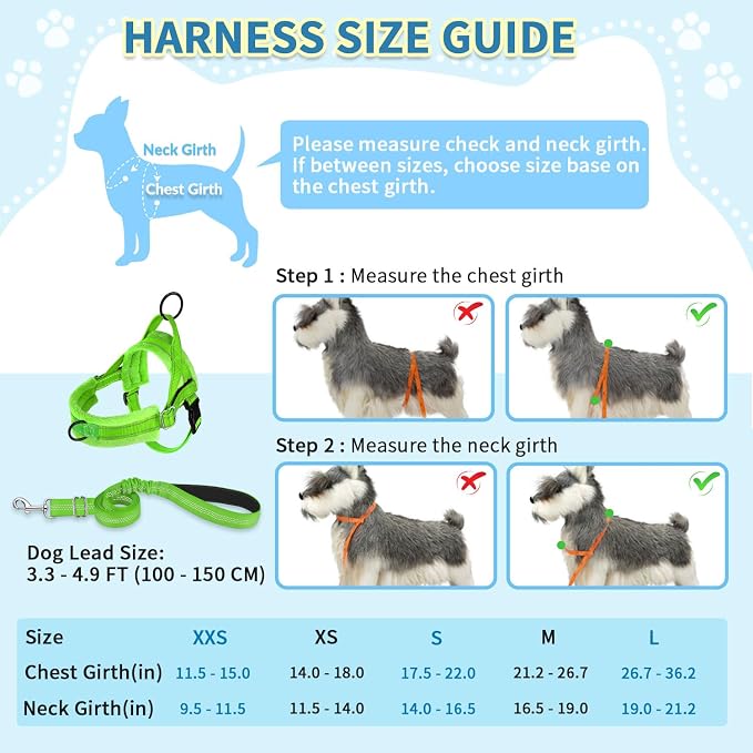 SlowTon No Pull Small Dog Harness and Leash Set with Front Clip | Soft Padded, Neck & Chest Adjustable, Lightweight, Anti-Twist, Puppy Vest Harness Pet Lead Combo for Small Medium Dog, G XS - Image 5