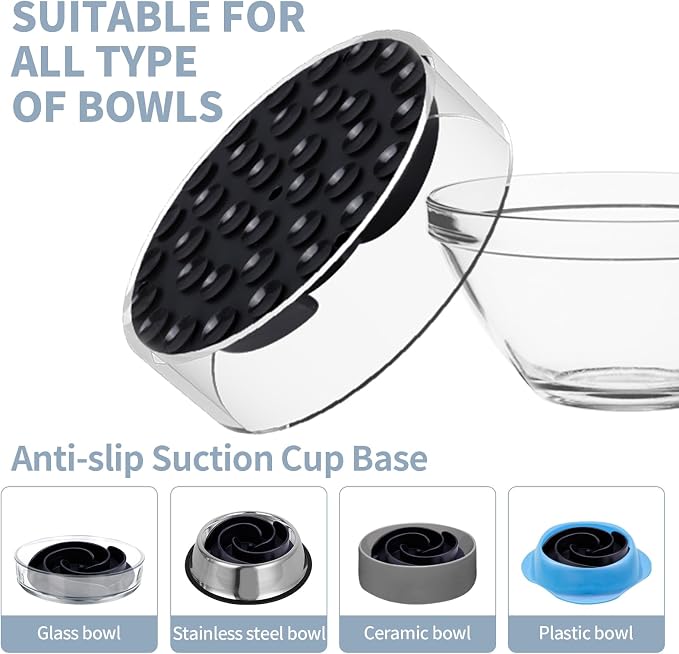 Slow Feeder Dog Bowls Insert, Bestalk Soft Silicone Slow Eating Feeder Insert with Suction Cups for Small, Medium and Large Dogs, Fit into Basic and Elevated Dog Bowls, Black - Image 6