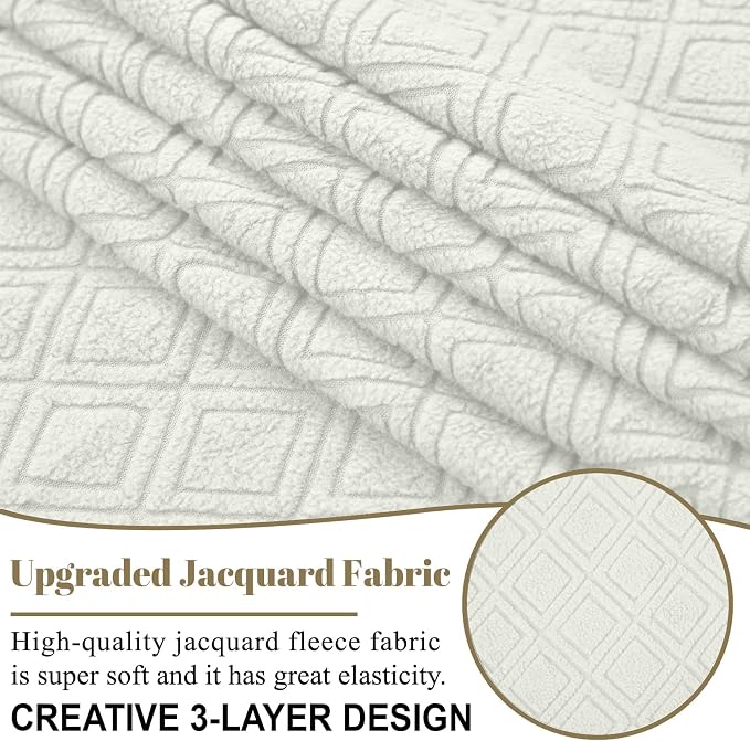 ALIECOM Corner Sectional Couch Covers Washable Sofa Cover L Shaped Couch Cover for Dogs Pets Stretch Soft Sectional Slipcovers with Non Slip Strips U Shape Furniture Protector (Cream White, Large) - Image 5