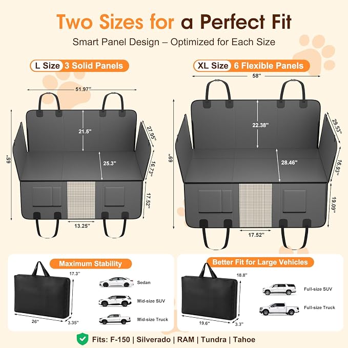 Hard Bottom Dog Car Seat Cover, 52"×65", Waterproof PU Leather | Stable Hard Bottom Support for Comfortable Rides with Large Dogs - Image 4