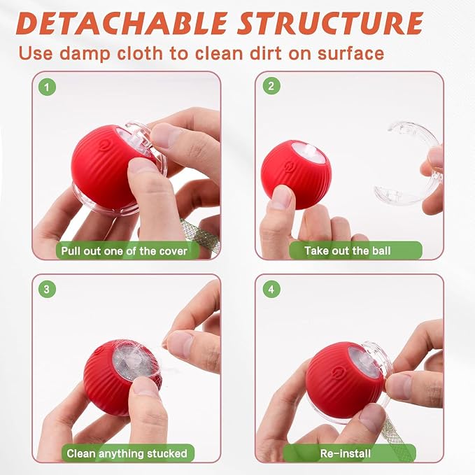 2 Packs Speed 2.0 Tail Interactive Cat Toys for Indoor Cats, Moving Cat Toy | Chirping & Motion Activate Cat Toy, Smart Kitten Toys Rolling Ball Moving Ball, Electric Dog Cat Ball for Enrichment Exercise - Image 5