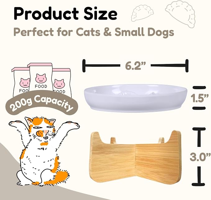 Slow Feeder Cat Bowl with Stand, Melamine Slow Eating Cat Bowl with Higher Edges Dumpling Design Elevated Cats Food Bowls for Dry and Wet Food Anti-Vomiting Puzzle Feeder for Healthy Eating Diet - Image 2