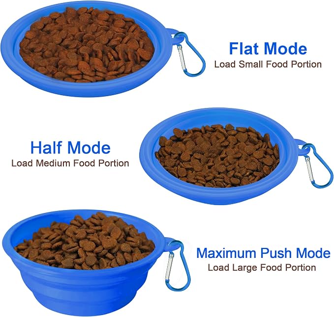 Large Collapsible Dog Bowls (34oz), 1 Pack Pet Travel Foldable Bowl with Carabiners, Healthy, Soft Silicone, Portable Essential Set for Walking, Travel, and Hiking (Blue) - Image 3