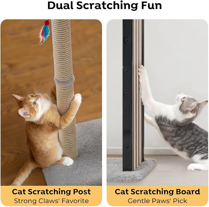 Veehoo 35" Tall Cat Scratching Post for Indoor Cats, Sturdy Cat Scratch Pad | Scratch Post with Plush Top Bed & Replaceable Metal Frame Scratching Board, Easy assembly - Image 2