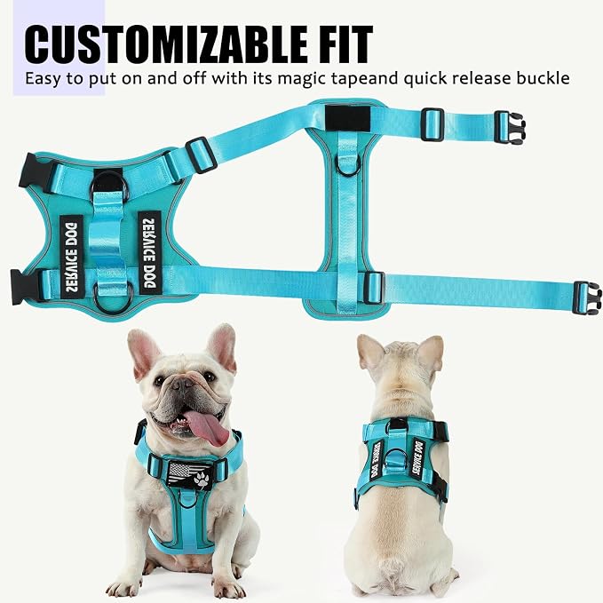 Service Dog Harness, Reflective Dog Vest Harness with 5 PCS Patches, Adjustable Soft Oxford Pet Harness, Inner Layer Mesh, Easy to Control for Small Medium Large Dogs - Image 5