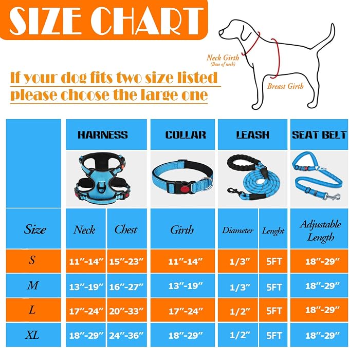 LOBEVE No Pull Dog Harness, Collar & Leash Set with Travel Accessories | Includes Dog Seat Belt, Collapsible Bowls & Poop Bag Dispenser. Ideal for Training, Walking, Hiking. Fits Small to Large Dogs - Image 3