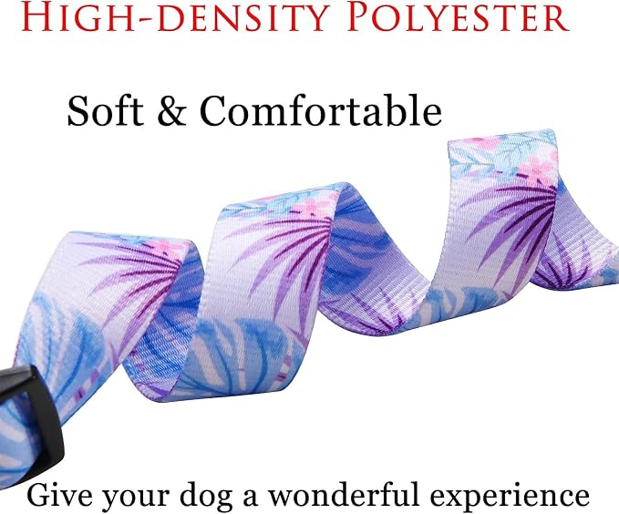Mihqy Dog Collar and Leash Set, for Large Dogs, Purple Flower Set,L | with Floral Patterns, Adjustable for Small Medium Large Dogs, Comfortable for Walks and Outdoor Hikes - Image 3