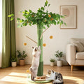 46" Tall Cat Scratching Post, Natural Sisal Cat Tree for Indoor Adult Cats | Vertical Cat Scratch Post for Body Stretching, Self-groomer Brush, Stable 3-layer Solid Wood Base, Interactive Ball Track Toy by Sheripet
