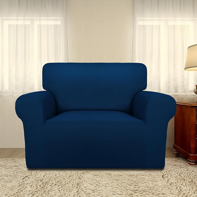 PureFit Super Stretch Sofa Slipcover – Spandex Non Slip Soft Couch Sofa Cover, Washable Furniture Protector with Non Skid Foam and Elastic Bottom for Kids, Pets (Oversized, Navy) - Image 2