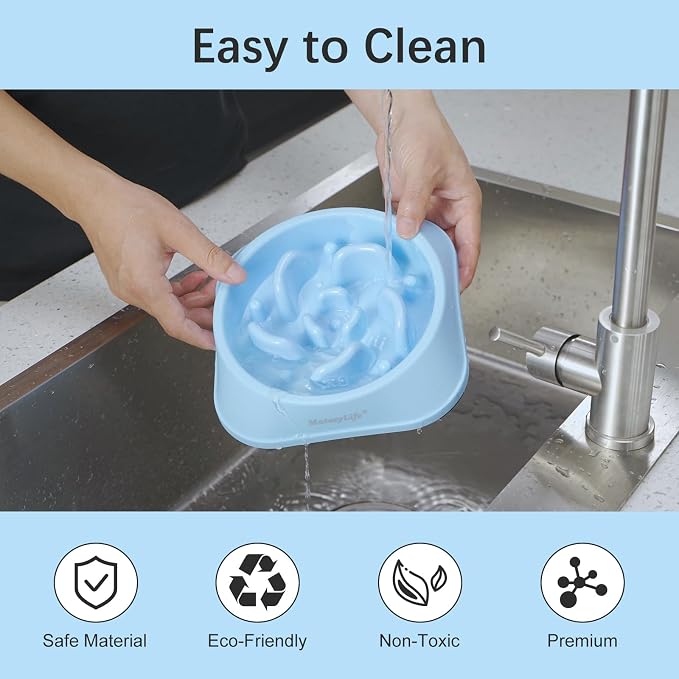 MateeyLife 2-Pack Slow Feeder Dog Bowls, 2 Cups, Dog Puzzle Feeder Bowl | Food-contact safe, dishwasher safe, non-slip base, maze design, for fast eaters, for dogs and cats, daily mealtimes - Image 7