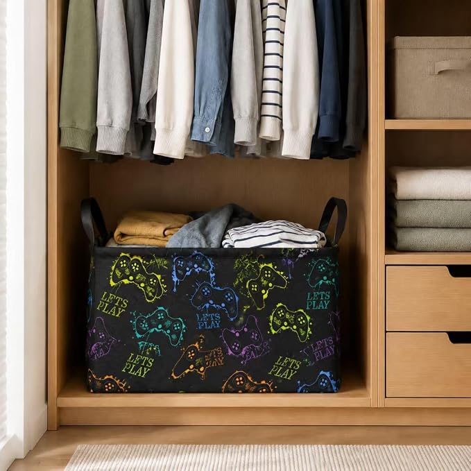 Rectangular Game Basket Storage for Boys toy Box kids Room Decor | Waterproof collapsible storage box,Rectangular Game Storage Basket,Kids toy Laundry Hamper Storage Basket Room Decor(Game) - Image 3