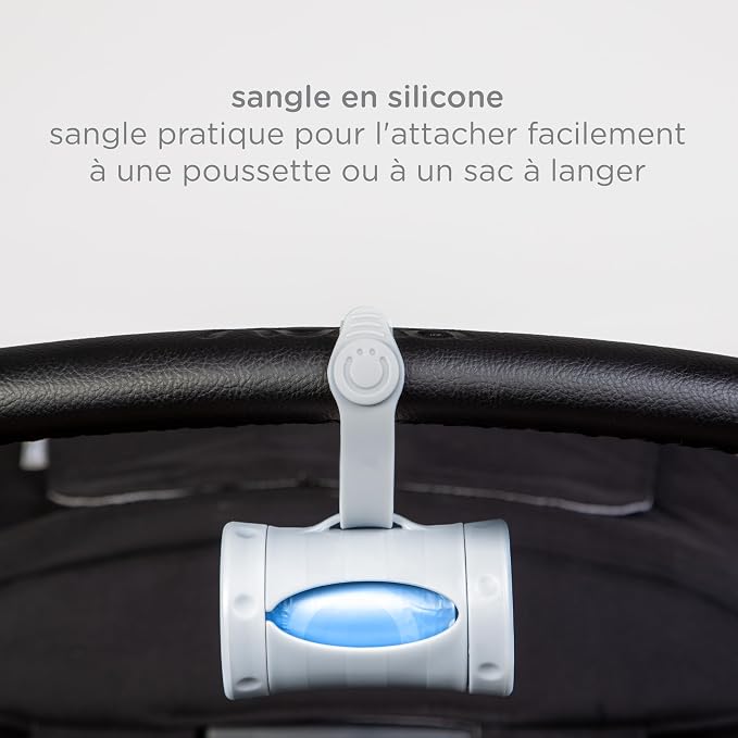 Ubbi Retractable Bag Dispenser for Diaper Bag, Gray | Portable Bag Holder for Travel, Clips to Stroller or Diaper Bag, Newborn Baby Essentials, Includes 24 Lavender Scented Bags - Image 3