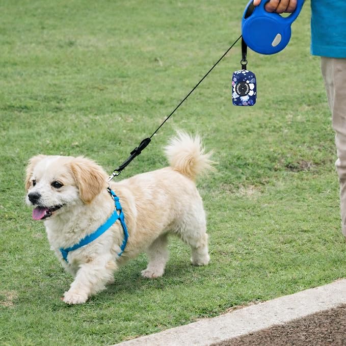 Petmolico Dog Poop Bag Holder Dispenser 2 Pack, Blue & White | Zippered pouch fits any leash, includes free roll of bags, lightweight & portable for daily walks, travel & outdoor use - Image 4