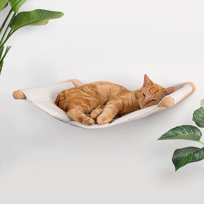 Cat Wall Hammock for Large Cats, Cat Wall Bed | A space-saving wall mounted cat bed with a washable, replaceable cushion that holds big cats up to 35 lbs by 7RUBYROAD