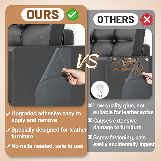 Acostop 16 Pack 17"x11.8" Cat Scratch Furniture Protector for Leather Couch | Easy to Remove Anti-Scratch Couch Protector from Cat, No Pins - Image 5