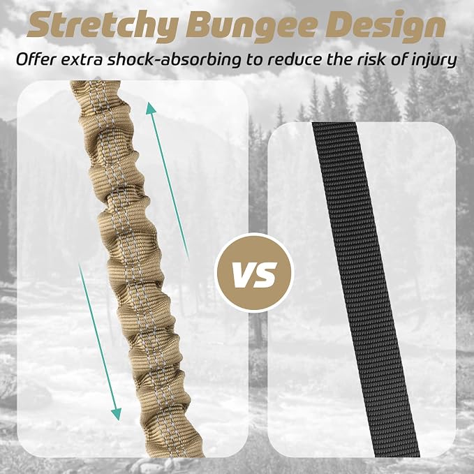 rabbitgoo Tactical Dog Leash, Heavy Duty Training Bungee Lead | Military Leash with 2 Padded Control Handles for Medium Large Dogs, No Pull for Shock Absorption, Reflective, Brown, 6FT - Image 7