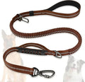 Dog Leash Heavy Duty, Bungee Leash Reflective Car Seat Belt for Dogs Brown | 4-6FT Strong Shock Absorbing Tactical with 2 Padded Handles, Dog Tug Lead for L XLarge Dogs Walking Running Training by Misthis