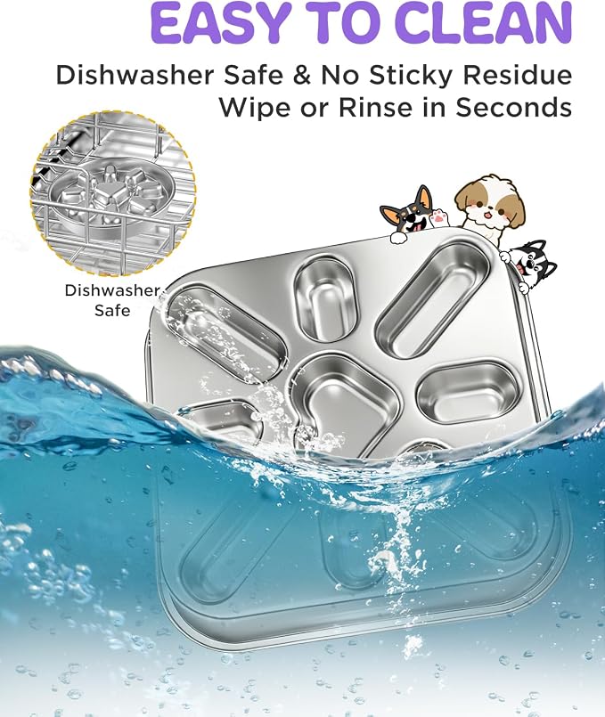 2-Pack Slow Feeder Dog Bowls with Non-Slip Mat, Stainless Steel Slow Feeder for Small & Medium Dogs, 2.5 Cups Pet Bowl for Slows Down Eating, Dishwasher Safe, Anti-Gulping Dog Bowl - Image 4
