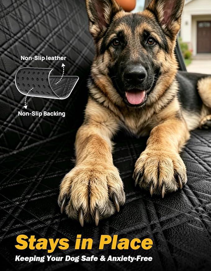 JOYTUTUS Back Seat Extender for Dogs, PU Leather Dog Car Seat Cover with Hard Bottom, Dog Hammock with Mesh Window, Dog Car Seat Cover for Full Size Truck&SUV, Holds 440 lbs - Image 5