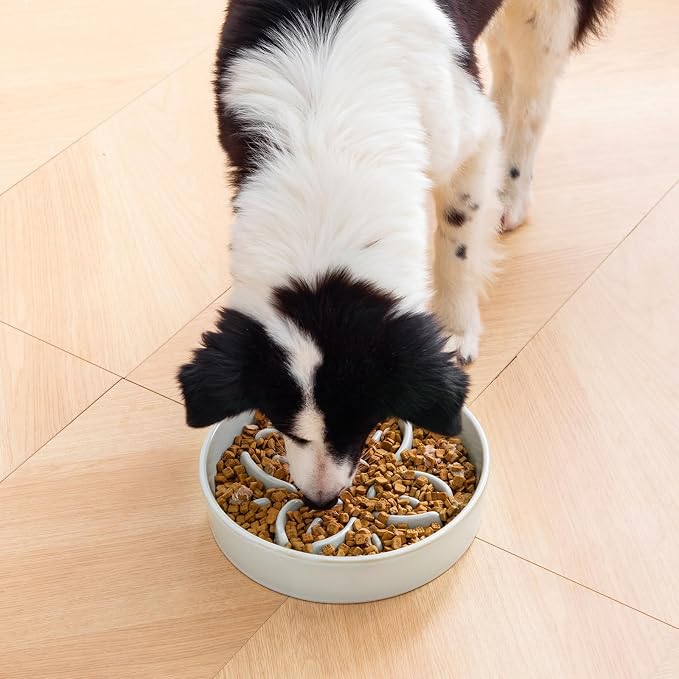vancasso Ceramic Slow Feeder Dog Bowls, Puzzle Dog Food Bowls with Floral Maze, Anti -Slip Pet Food Dish for Large Breed, 3 Cups, Grayish Cyan - Image 7