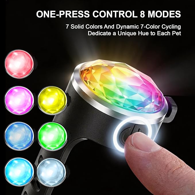 2-Pack Dog Collar Lights, Yesbular USB-C Rechargeable Dog Light Clip-On, Waterproof LED Pet Safety Light with Adjustable Silicone Strap for Night Walking, Camping(RGB 7-Color) - Image 3