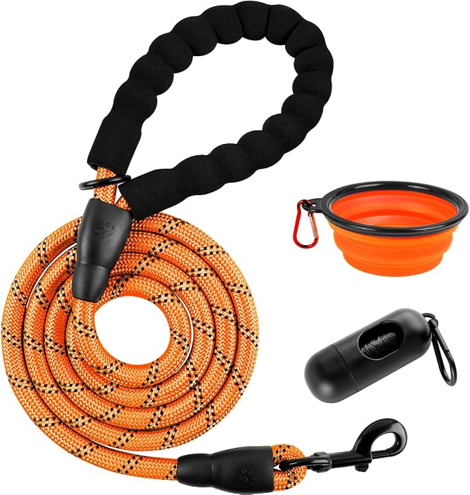 BARKBAY Dog Leashes for Large Dogs Heavy Duty Dog Leash 4/5/6 FT with Comfortable Padded Handle and Highly Reflective Threads for Medium Large Dogs Walking Training Running (6FT-1/2'',Orange) by BARKBAY